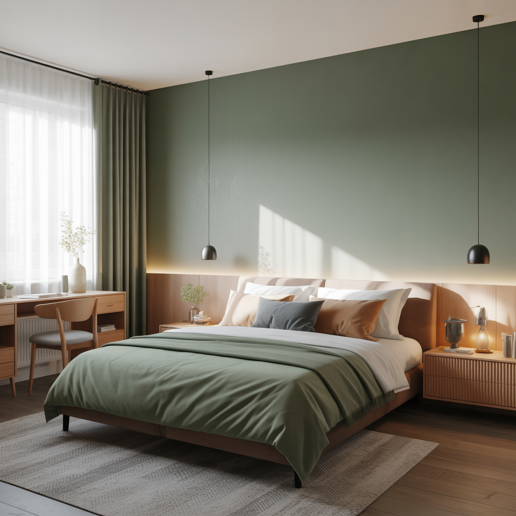 1.Vilken farg passar bast pa en fondvagg i sovrummet