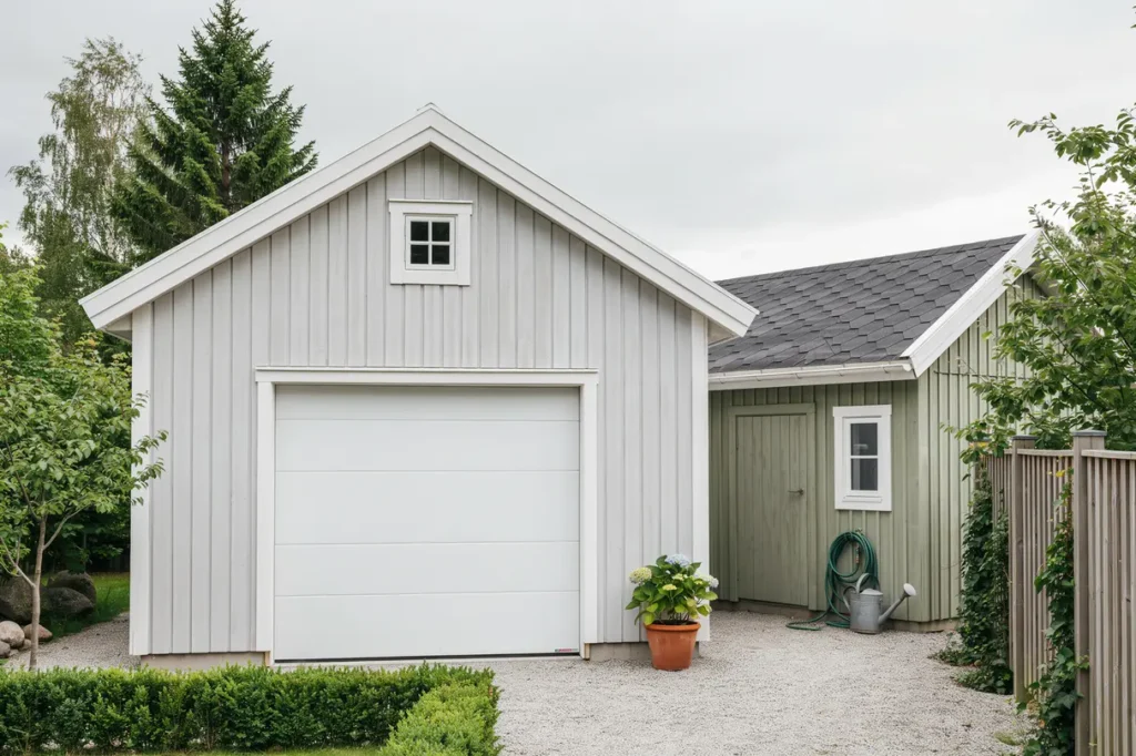 fasadm lning av garage och f rr d i sj marken